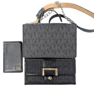 3 Black Wallet Bundle Michael Kors Signature Dunhill Liz Claiborne